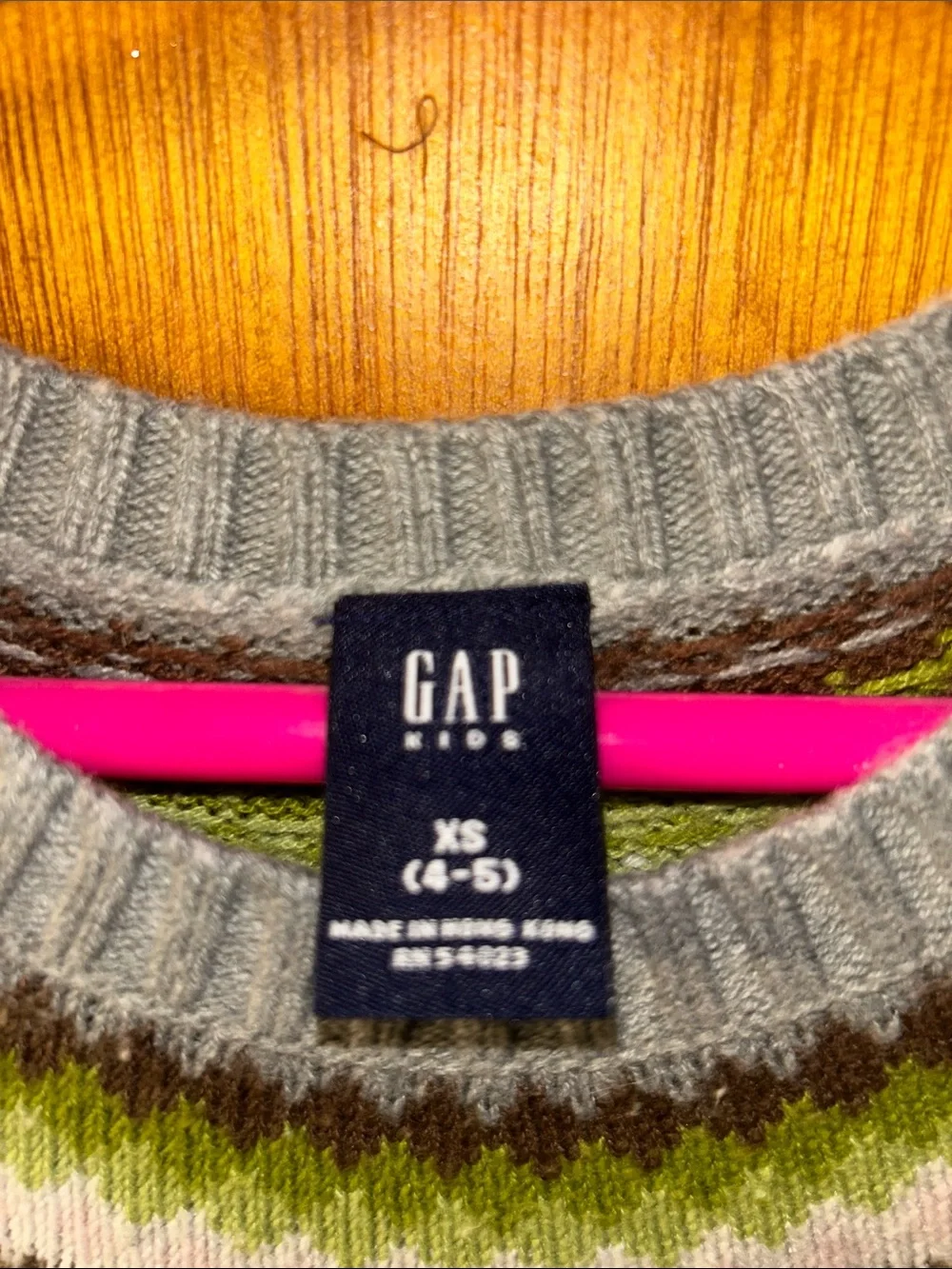 GAP Gray Knit Dress with Green Fair Isle Yoke